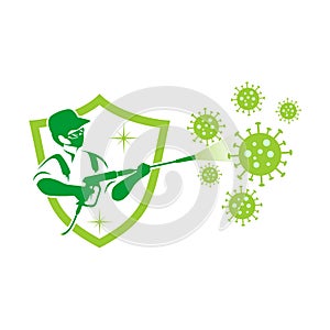 Disinfectant sprayer man image vector