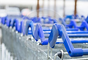 Disinfected shopping carts ready for customers