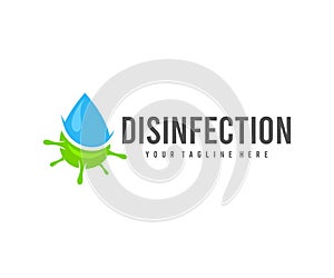 Disinfection, drop water and virus, logo design. Hygiene, cleanliness and health, vector design photo