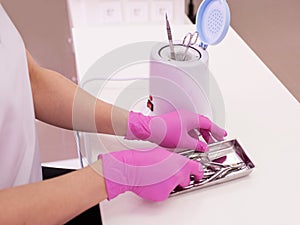 Disinfection in manicure. Manicurist disinfect