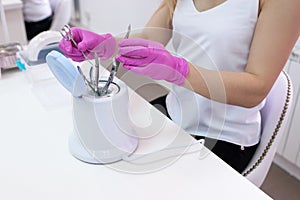 Disinfection of professional manicure tools.