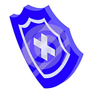 Disinfection shield icon, isometric style