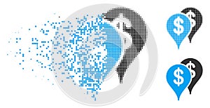 Disintegrating Dotted Halftone Bank Map Pointers Icon