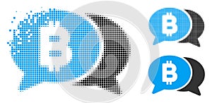 Disintegrating Dotted Halftone Bitcoin Chat Icon