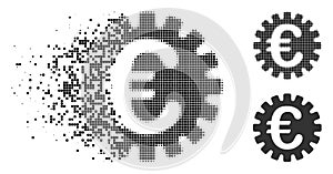 Disintegrating Pixel Halftone Euro Cog Icon