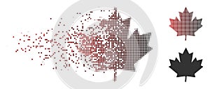 Disintegrating Pixel Halftone Maple Leaf Icon