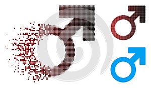 Disintegrating Pixel Halftone Mars Symbol Icon