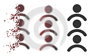 Disintegrating Pixelated Halftone Man Queue Icon