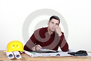 Disinterested worker in office