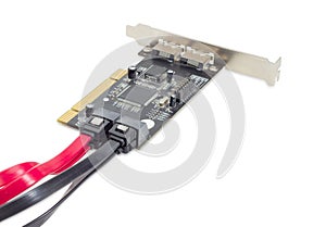 Disk array controller card with connected data cables