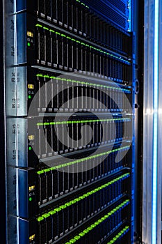 disk arrays in a large data center cabinet