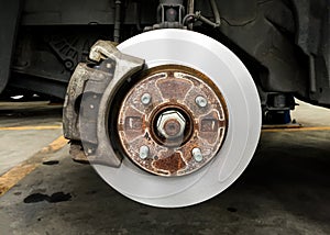 Disk brake of vehicle, Rusty brake drum without tire