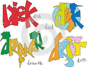 Disk, dask, drawer and drift graffiti photo