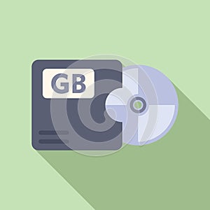 Disk gb focus solid icon flat vector. Cloud size byte