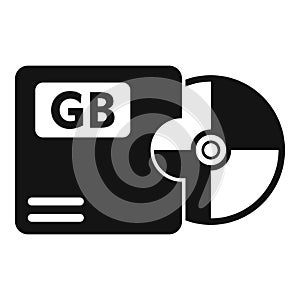 Disk gb focus solid icon simple vector. Cloud size byte