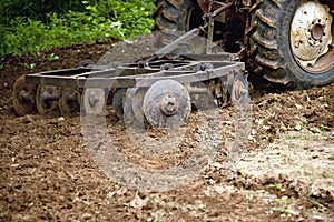 Disk Harrow in garden
