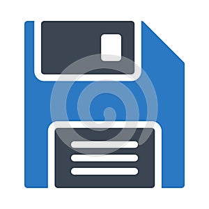 Diskette glyph color vector icon