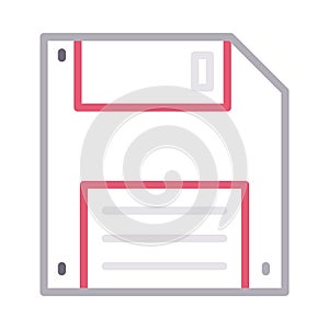 Diskette thin line color vector icon