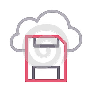 Diskette vector color line  icon