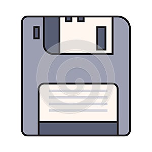 Diskette vector flat color line icon