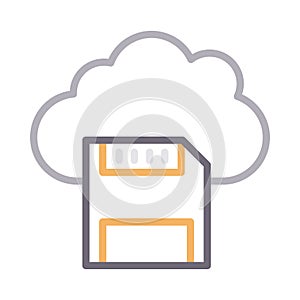 Diskette thin line color vector icon