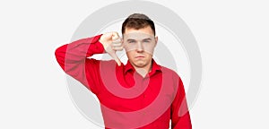 Dislike gesture bad idea skeptic man thumb down