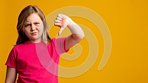 Dislike gesture disappointed child wrong choice