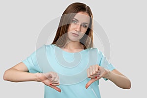 Dislike gesture wrong choice woman thumbs down
