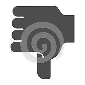 Dislike hand solid icon. Thumb down vector illustration isolated on white. Unlike hand gesture glyph style design