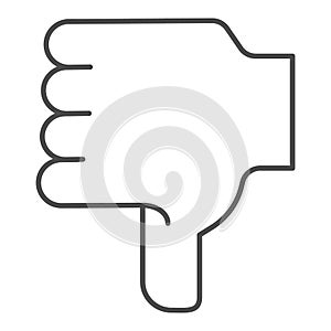 Dislike hand thin line icon. Thumb down vector illustration isolated on white. Unlike hand gesture outline style design
