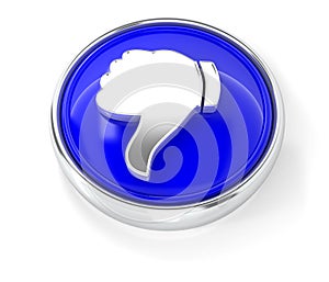 Dislike icon on glossy blue round button