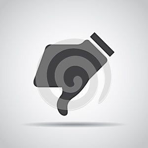 Dislike icon with shadow on a gray background. Vector illustration