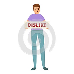Dislike man banner icon, cartoon style