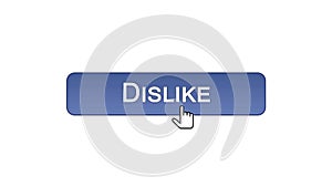 Dislike web interface button clicked with mouse cursor, violet color, online