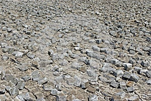 Dismantled cobblestone pavement