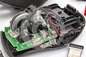 Dismantled the computer mouse