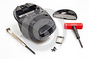 Dismantled the computer mouse