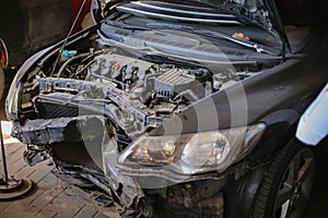 Dismantled Front of a Black Car