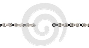 dismantled link of a bicycle chain, the weakest link, a broken chain