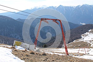 Dismantled ski lift installation