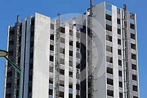 Dismantlement of French High Rise Flats on Blue Sky Background