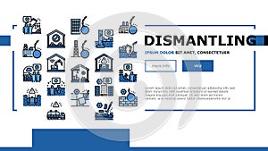 Dismantling Construction Process Landing Header Vector