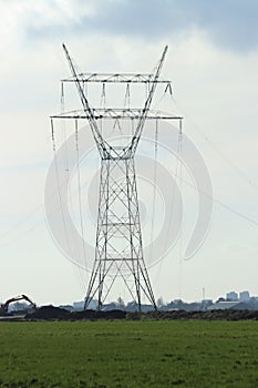 Dismantling of electricity cables on a steel power station in Moerkapelle in Netherlands