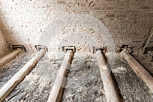 Dismantling old floor in the old apartment before new renovation