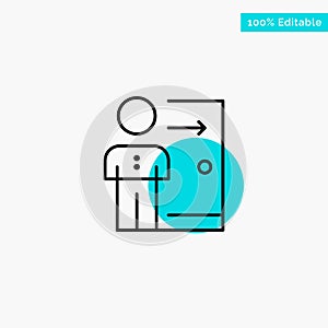 Dismissal, Employee, Exit, Job, Layoff, Person, Personal turquoise highlight circle point Vector icon