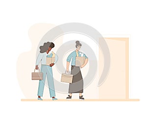 Dismissed chracters. Fired cowokers. Vector flat illustration