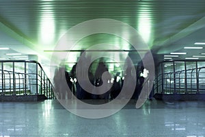 Dismount people,interior in Moscow metro