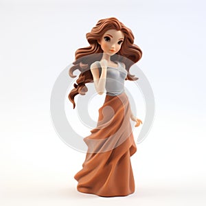Disney-inspired 3d Figurine Of A Young Girl In A Brown Dress
