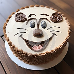 Disney-inspired Tiramisu Face Cake With Mischievous Feline Motif