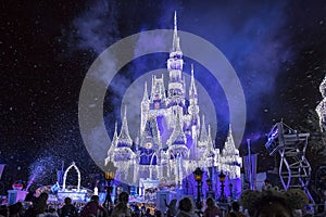 Disney`s Cinderella Castle With Christmas Icicles